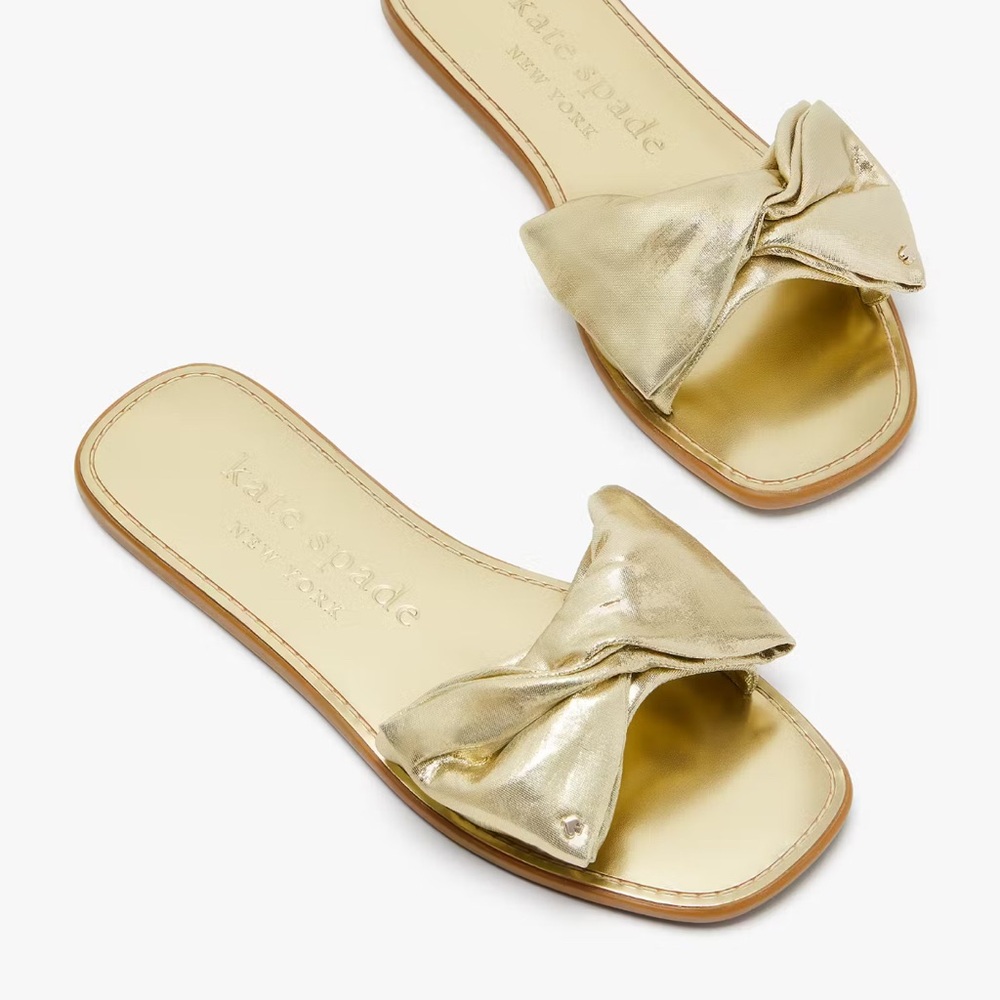 Kate Spade Bikini Slide Sandals Metallic Gold Women’s Size 6.5